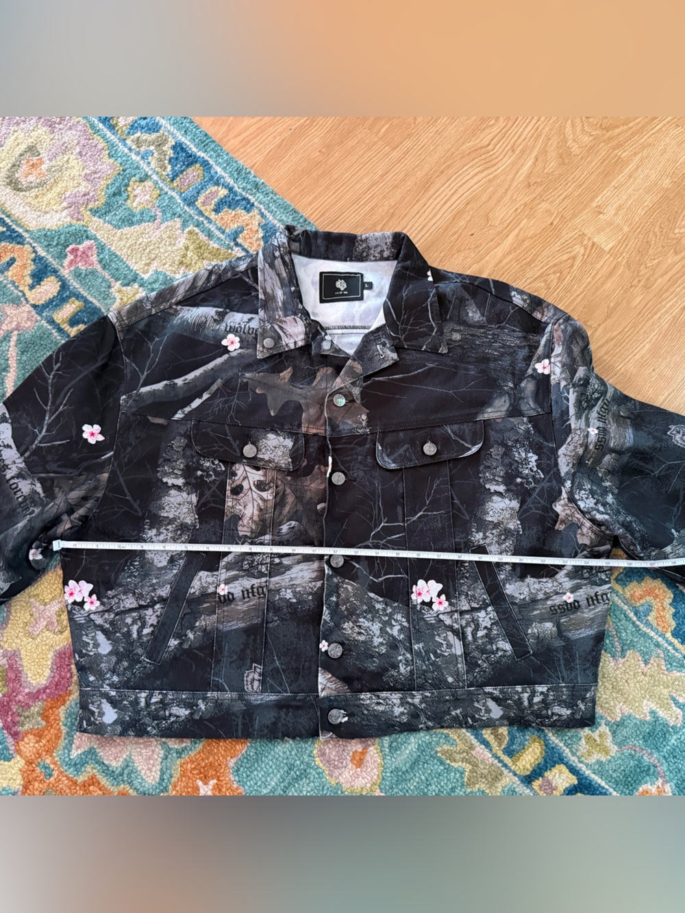 Darc Sport Starry Blossom Woodland Camo Denim Jacket — Size L (Oversized) Sample - Picture 10 of 13
